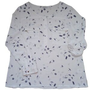 Reitmans Women's Blue White Blouse Plus Size 2XL Coastal Summer Vibes Nautical